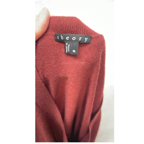 Theory Men's Burgundy V-Neck Long Sleeve Sweater Knit Top XL - Picture 4 of 5